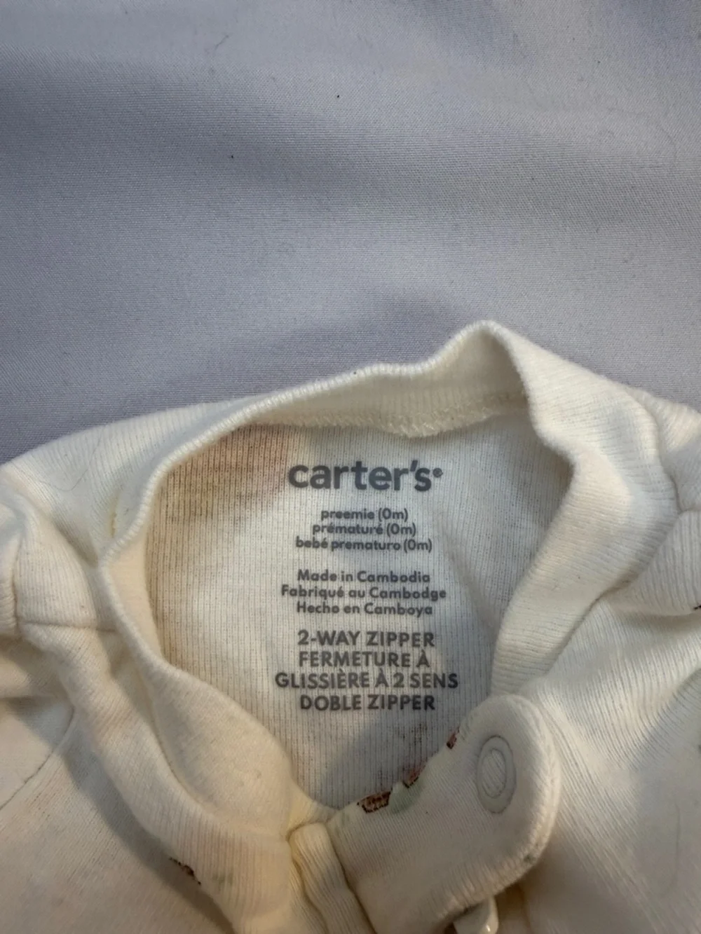 Carter's Cream Footed One-Piece with Tiny Woodland Motif - Picture 2 of 4